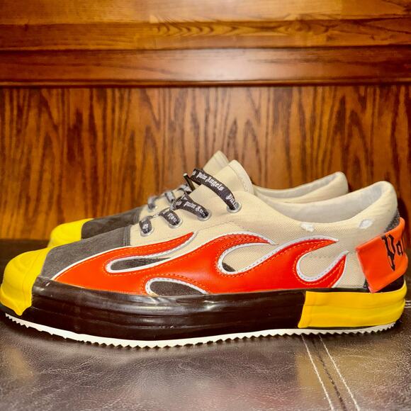 Palm Angels Men's Multicolor Low Top Canvas Scarpa Flame Shoes - Size 41 NWOT - Picture 7 of 12